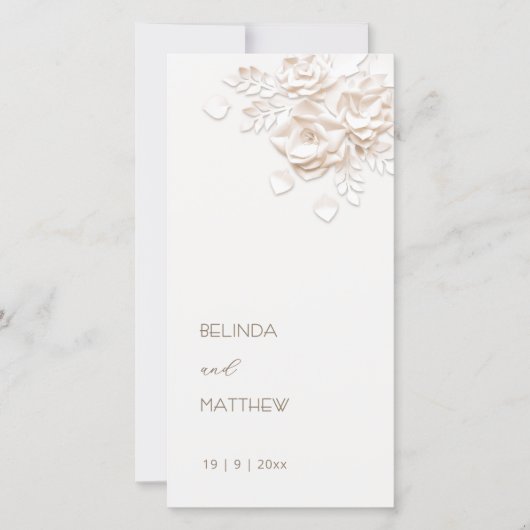 Roses Coupées en Papier Crème Simples | Programme  (Devant)
