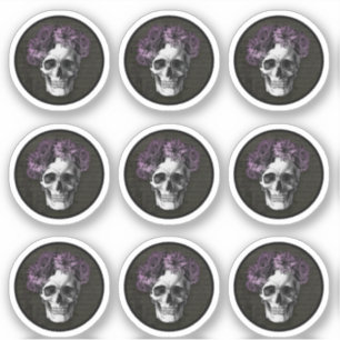 Roses crâne et violet   stickers & autocollants ro