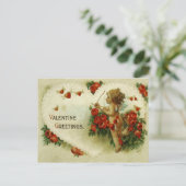 Roses cupides victoriens et carte postale de Saint (Debout devant)