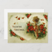 Roses cupides victoriens et carte postale de Saint (Devant / Derrière)