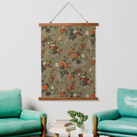 Roses & Daisies Floral Pattern Antique Wallpaper Hangend Wandkleed (Woonkamer)