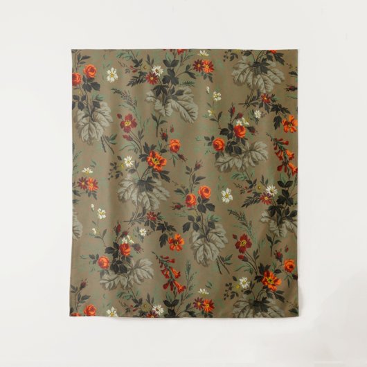 Roses & Daisies Floral Pattern Antique Wallpaper Wandkleed (Voorkant)