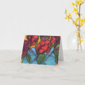 Roses dans un Carte pour notes Vase Bleu (Fleur jaune)