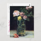 Roses dans un vase en verre par carte postale Mane (Devant / Derrière)