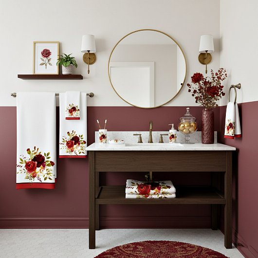 Roses d'aquarelle bordeaux et rouge