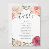 Roses d'aquarelle. Carte des sièges mariages flora (Devant)