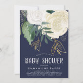 Roses d'aquarelle et Invitation de Baby shower de  (Devant)