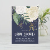 Roses d'aquarelle et Invitation de Baby shower de  (Debout devant)