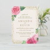 Roses d'aquarelle et invitations à des mariages de (Debout devant)