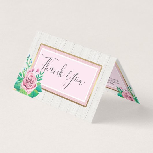 Roses d'aquarelle et Merci rustique en bois (Front)