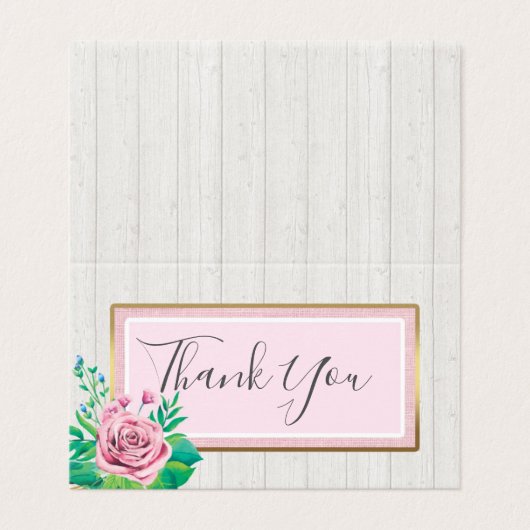 Roses d'aquarelle et Merci rustique en bois (Outside Unfolded)