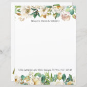 Roses d'aquarelle et papeterie Eucalyptus (Devant / Derrière)