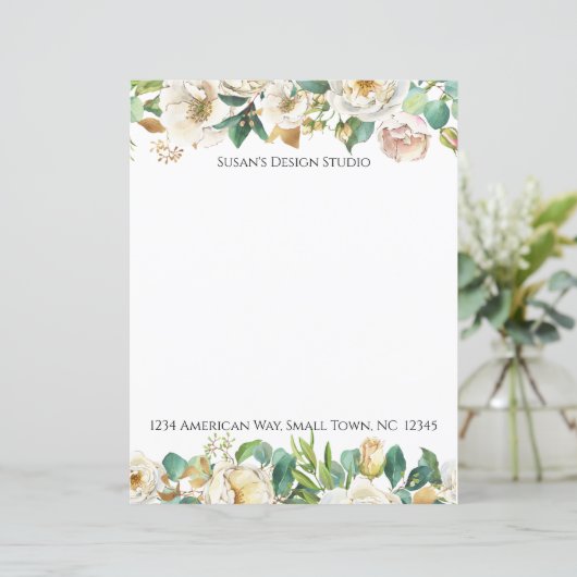 Roses d'aquarelle et papeterie Eucalyptus (Debout devant)