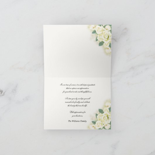 Roses d'aquarelle Floral Bereavement Merci (Intérieur)