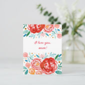 Roses d'aquarelle Je t'aime maman carte de fête de (Debout devant)
