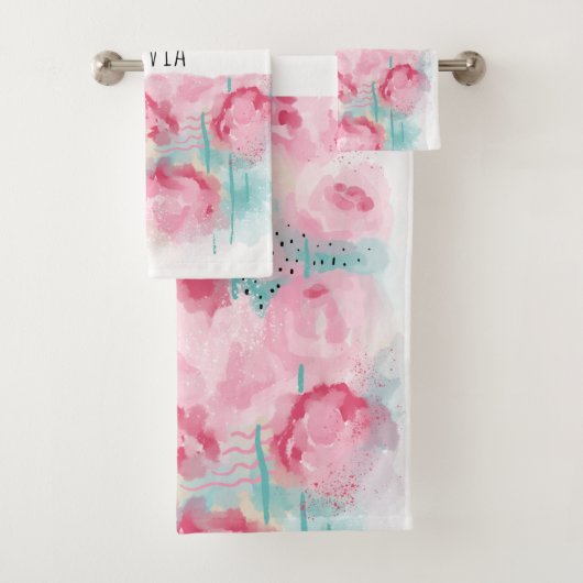 Roses d'aquarelle moderne rose et menthe (En situation)