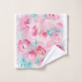 Roses d'aquarelle moderne rose et menthe (Gant de toilette)