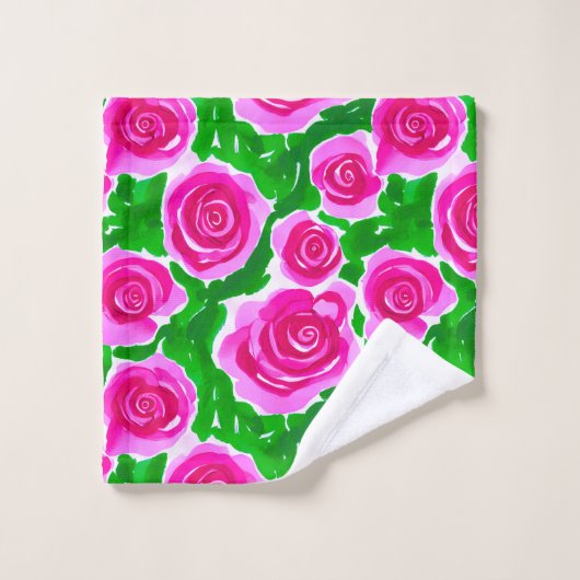 Roses d'aquarelle rose Fuchsia (Gant de toilette)