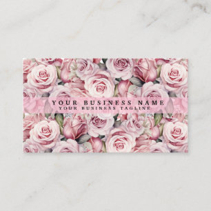 Roses d'aquarelle rose pâle Cartes de visite