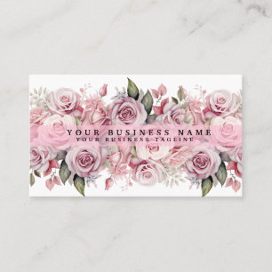 Roses d'aquarelle rose pâle Cartes de visite
