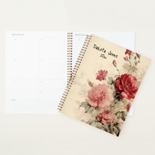 Roses d'aquarelle rouge et rose (Devant avec enveloppe)