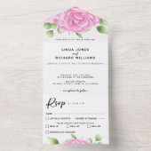 Roses d'aquarelle tous en un Faire-part de mariage (À l'intérieur)