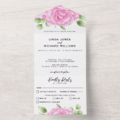 Roses d'aquarelle tous en un Faire-part de mariage (À l'intérieur)