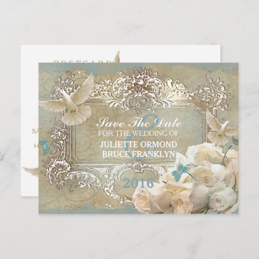 Roses De Blanc - Collection Faire-part de mariage (Devant / Derrière)