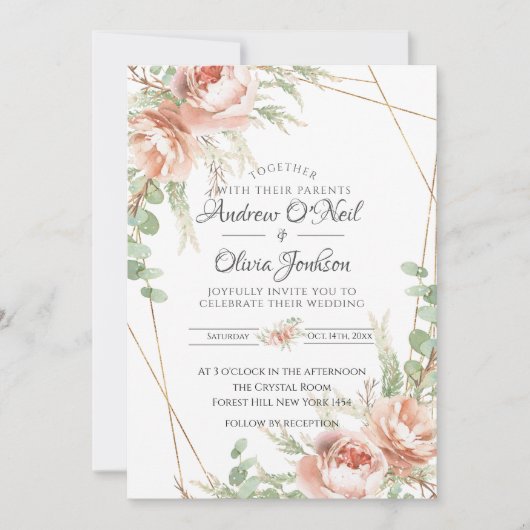 Roses de Blush faire-part de mariage (Devant)