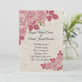 roses de Bourgogne faire-part de mariage sur lin (Debout devant)