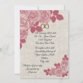 roses de Bourgogne faire-part de mariage sur lin (Dos)