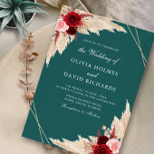 Roses de Bourgogne sur Faire-part de mariage Turqu