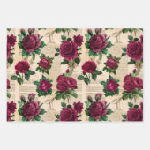 Roses de Bourgogne sur le papier journal Vintage (Devant 3)