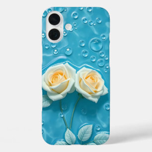 Roses de crème sur Aqua Blue Art Coque-Mate coque