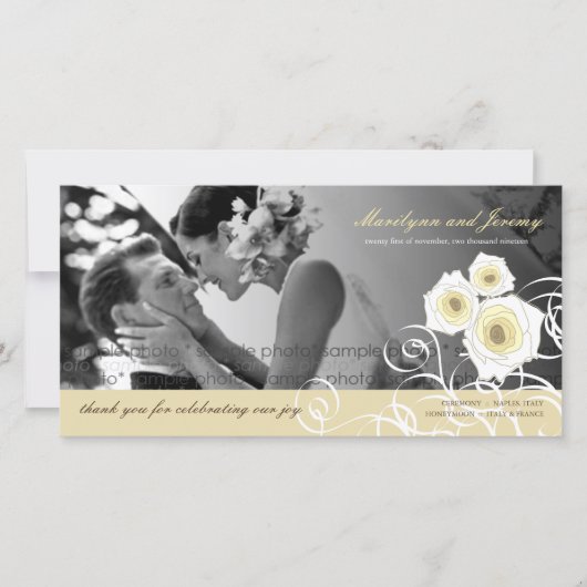 Roses de crème tourbillonne Mariage Merci Carte ph (Devant)