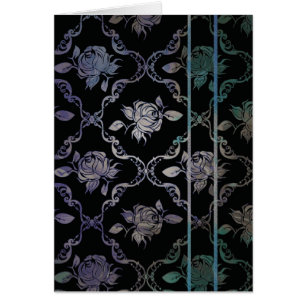 Roses de damassé noirs et bleu-vert élégants