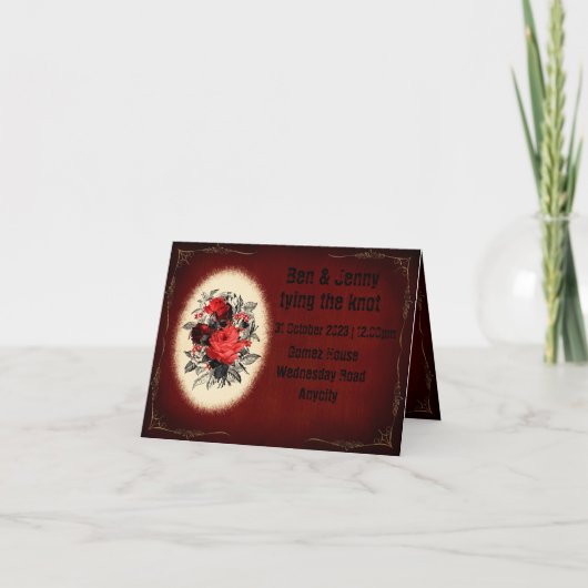 Roses de goth et cadre - faire-part de mariage (Devant)