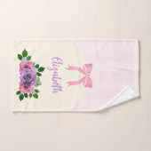 Roses de jardin à rayures roses (Serviette à main)