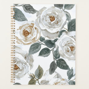 Roses de jardin   Floral vintage aquarelle blanche