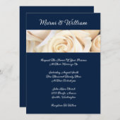 Roses de la marine Blue Ivory Faire-part de mariag (Devant / Derrière)