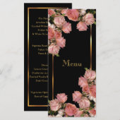 Roses de mariage élégantes roses - Menu (Devant / Derrière)