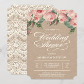 Roses de pays| Invitation à la douche nuptiale (Devant / Derrière)