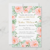 roses de pêche succulent Invitation Fête des marié (Devant)