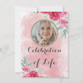 Roses de photos Célébration de la vie Invitation (Dos)