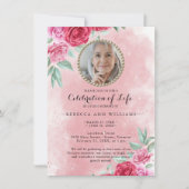 Roses de photos Célébration de la vie Invitation (Devant)