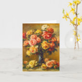 Roses de Renoir dans une carte de note de vase (Fleur jaune)