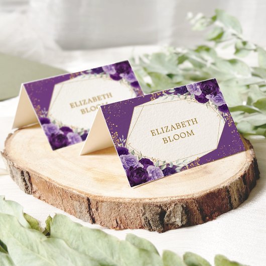 Roses de table en or violet Lilac Place Cartes