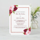 Roses de vin et Faire-part de mariage d'aquarelle (Debout devant)