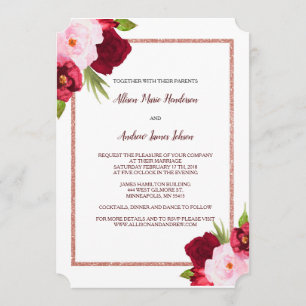 Roses de vin et Faire-part de mariage d'aquarelle