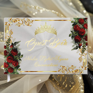 Roses, Diadème & Feuilles d'Or - Blanc Perle